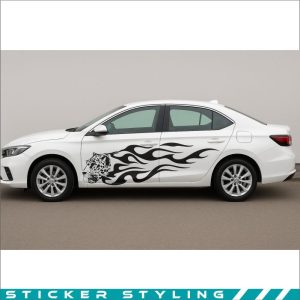 sticker van luipaard met vlammen