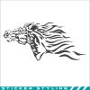 sticker van paardenhoofd met vlammen