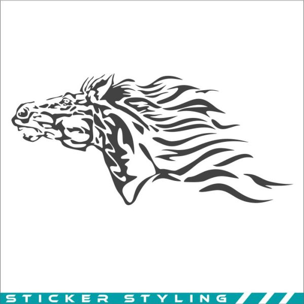 sticker van paardenhoofd met vlammen