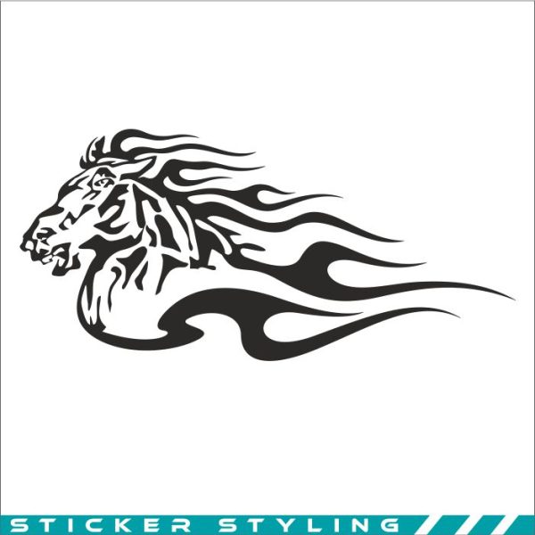 sticker van paard met vlammen