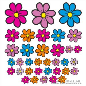 gekleurde bloemenstickers set