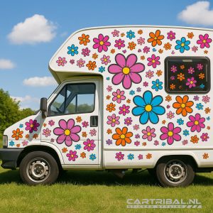 bloemenstickers gekleurde op camper