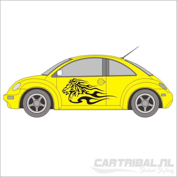 Paard Sticker met Vlammen Model 3 - Afbeelding 3