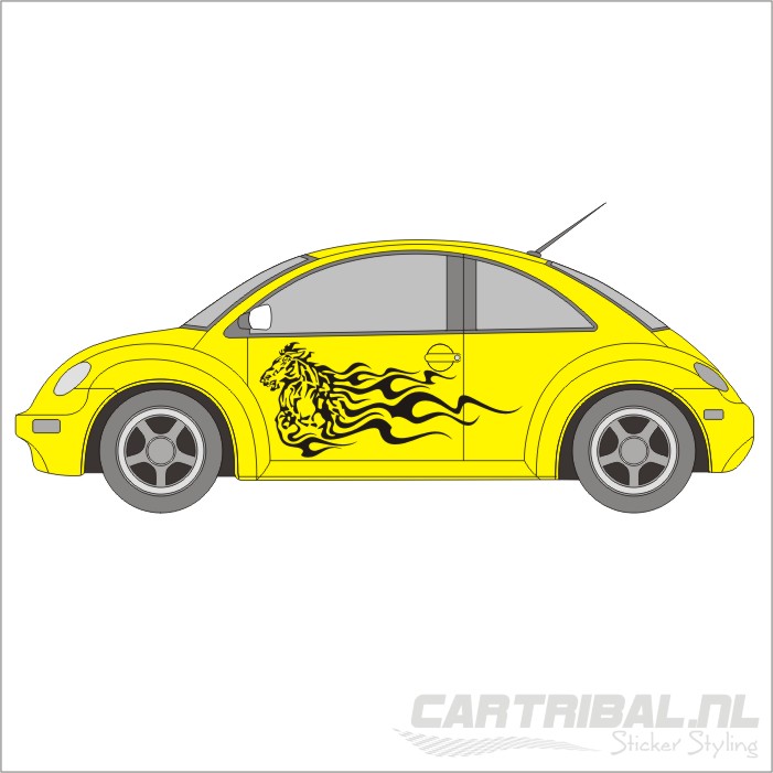 Paard met Vlammen Sticker model 4 - Afbeelding 4