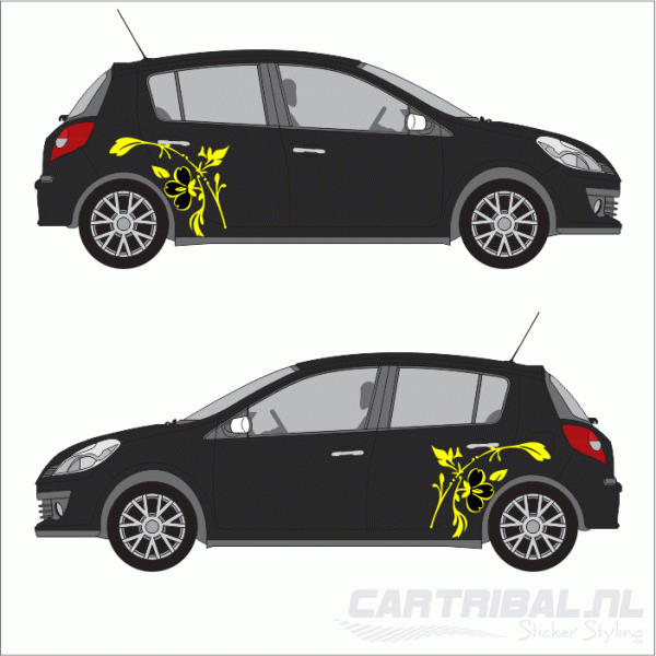 bloemen striping sticker set 004