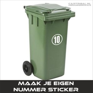 nummer of cijfer sticker ontwerpen voor scooter auto of afvalbak