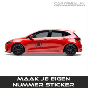 nummer of cijfer sticker ontwerpen voor scooter auto of afvalbak
