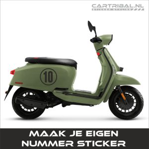 nummer of cijfer sticker ontwerpen voor scooter auto of afvalbak