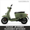 nummer of cijfer sticker ontwerpen voor scooter auto of afvalbak
