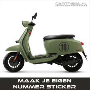 nummer of cijfer sticker ontwerpen voor scooter auto of afvalbak