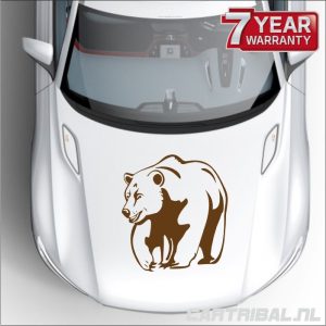 sticker van een beer op auto