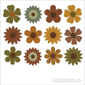 retro vintage bloemenstickers